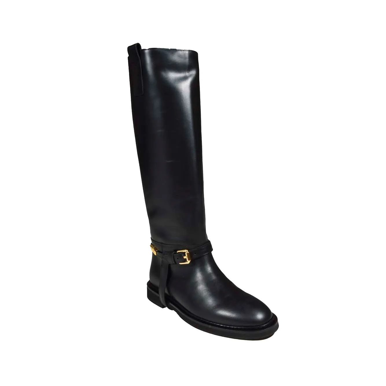 Stivali alti Micro in pelle nera Moschino