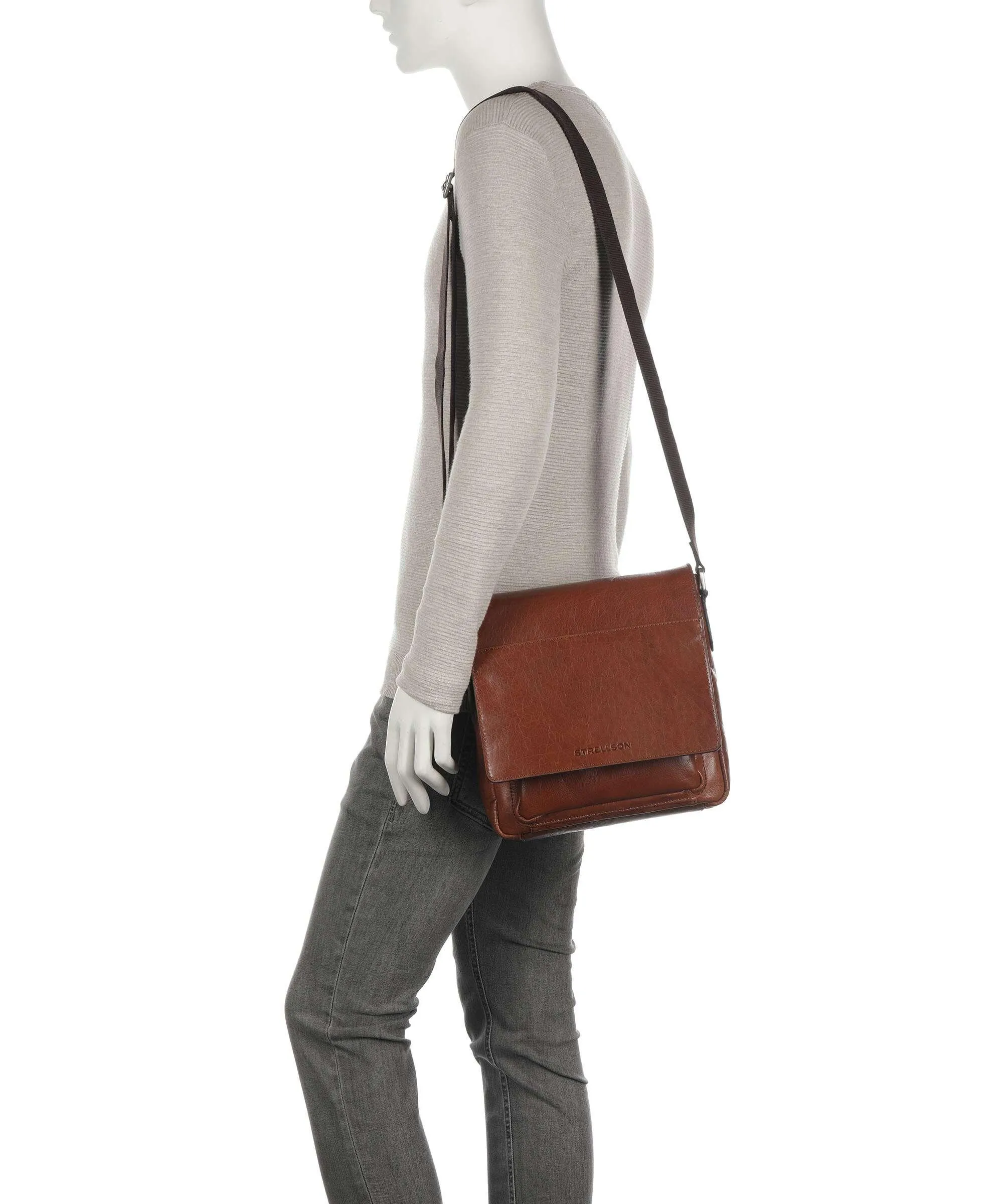  Strellson Swiss Cottage Clint Borsa a tracolla pelle granulata cognac  