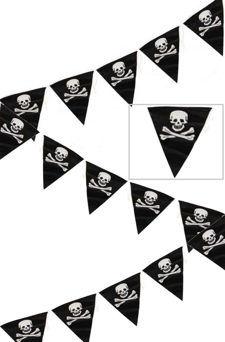 Striscione festa Pirati o Halloween Bandierine con teschio e ossa