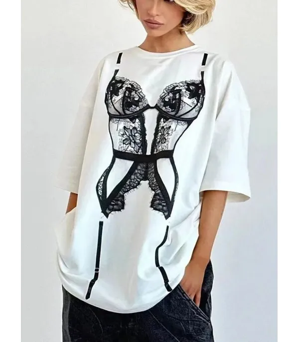 T-shirt Lingerie body giarrettiera