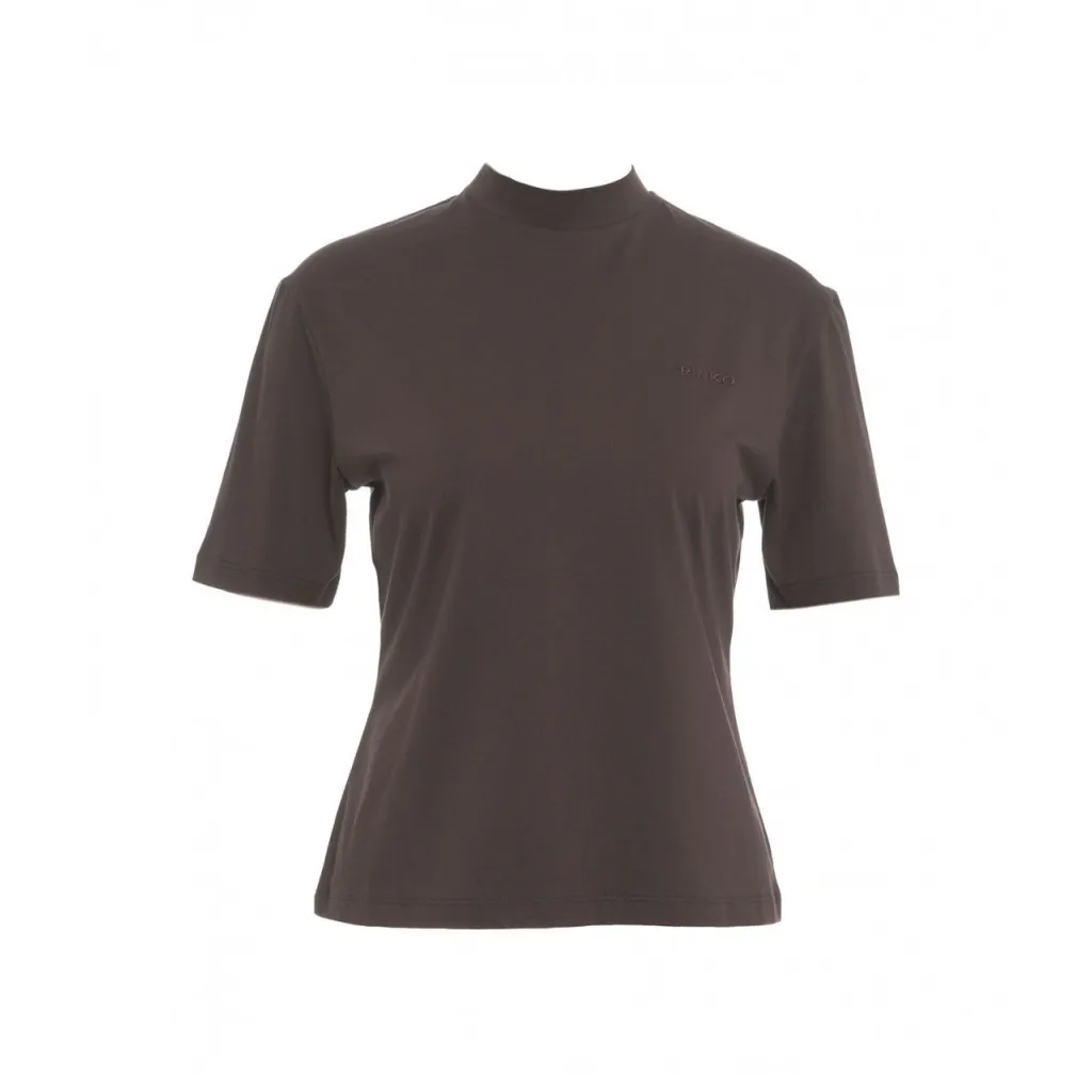 Top Matita con logo ricamato marrone scuro