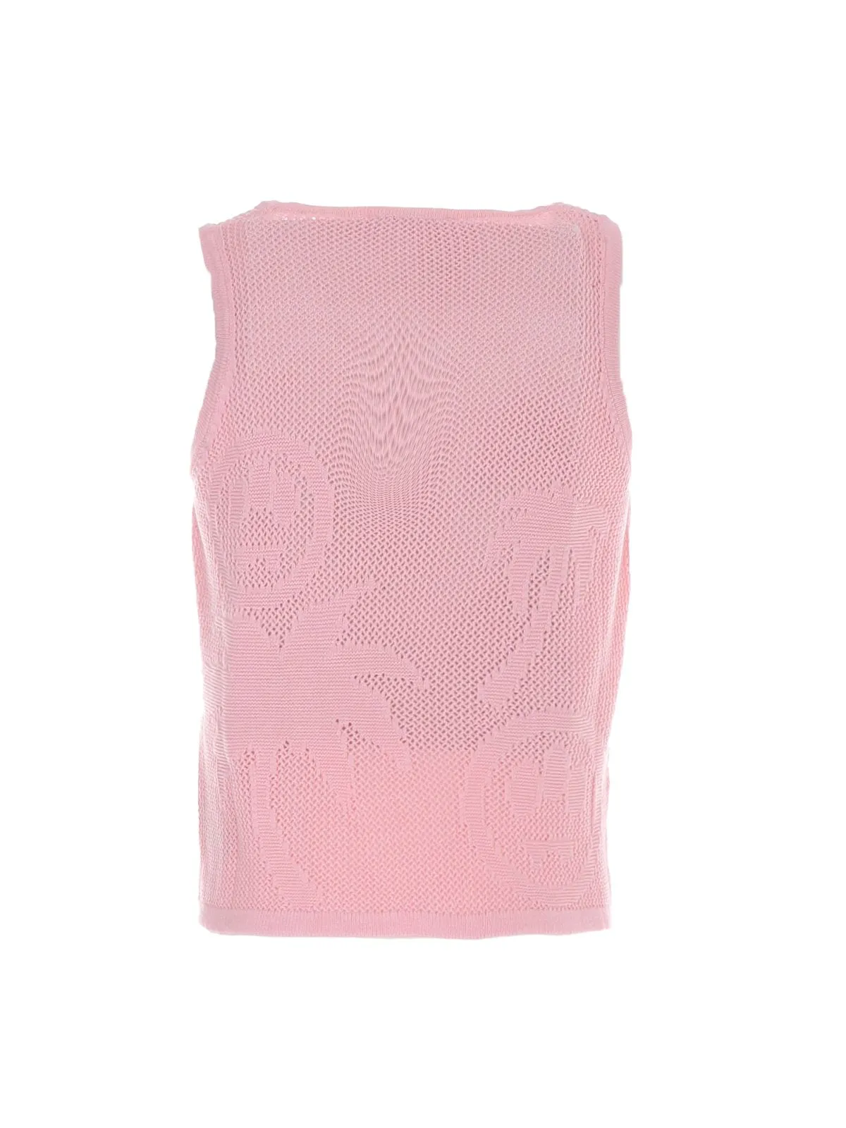 TOP ROSA TRAFORATO IN MAGLIA
