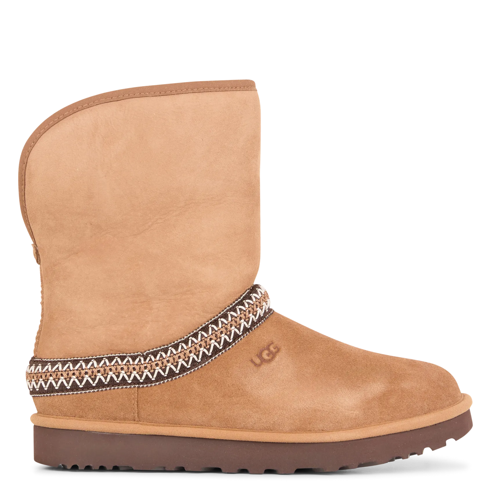  UGG   CLASSIC SHORT CRESCENT - Stivali in camoscio di fibre riciclate | Marrone