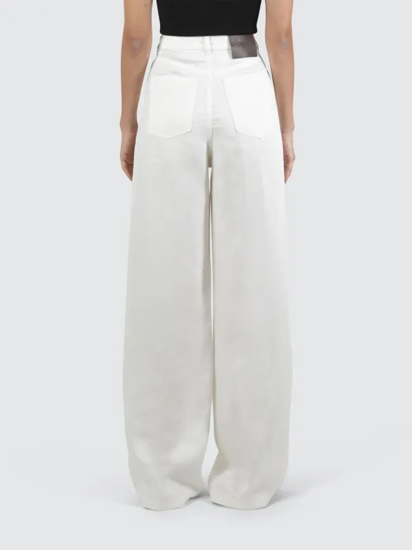 White flare trousers